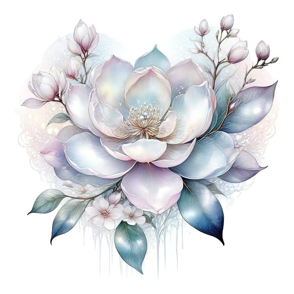 Watercolor Magnolia Blossom Digital Paper Set, Scrapbooking (PNG & JPG) — image 1