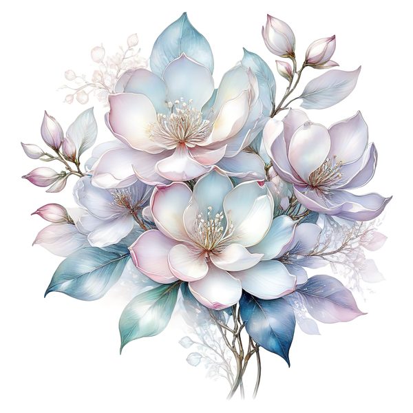 Watercolor Magnolia Blossom Digital Paper Set, Scrapbooking (PNG & JPG) — image 4