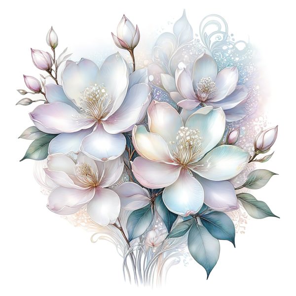 Watercolor Magnolia Blossom Digital Paper Set, Scrapbooking (PNG & JPG) — image 7