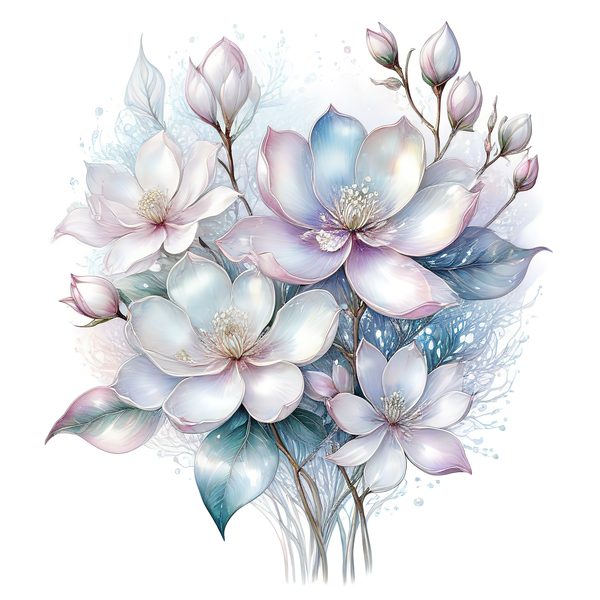 Watercolor Magnolia Blossom Digital Paper Set, Scrapbooking (PNG & JPG) — image 9