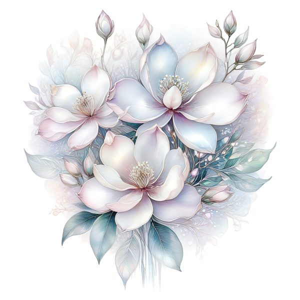 Watercolor Magnolia Blossom Digital Paper Set, Scrapbooking (PNG & JPG) — image 10