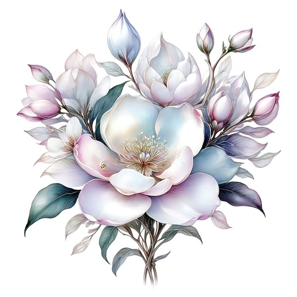 Watercolor Magnolia Blossom Digital Paper Set, Scrapbooking (PNG & JPG) — image 11