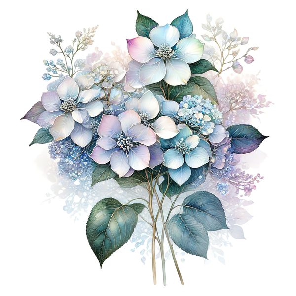 Watercolor Hydrangea Clipart: Pastel Floral PNG JPG Set (Commercial Use) — image 2