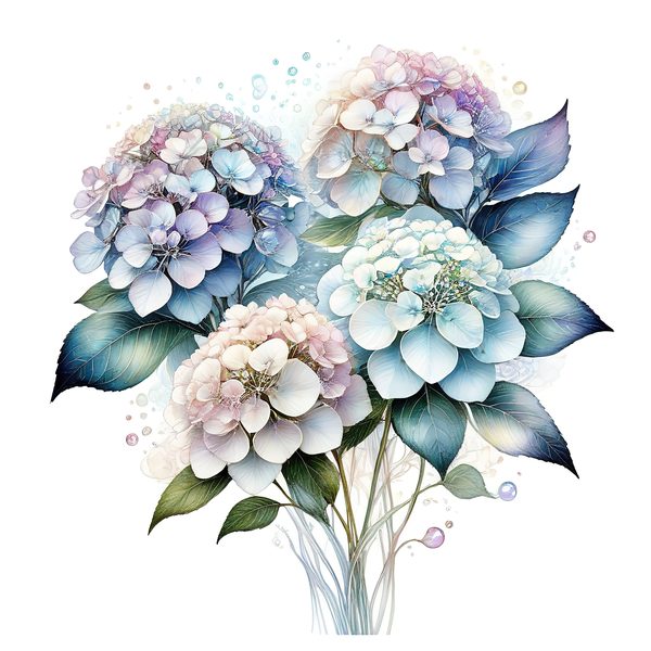 Watercolor Hydrangea Clipart: Pastel Floral PNG JPG Set (Commercial Use) — image 4