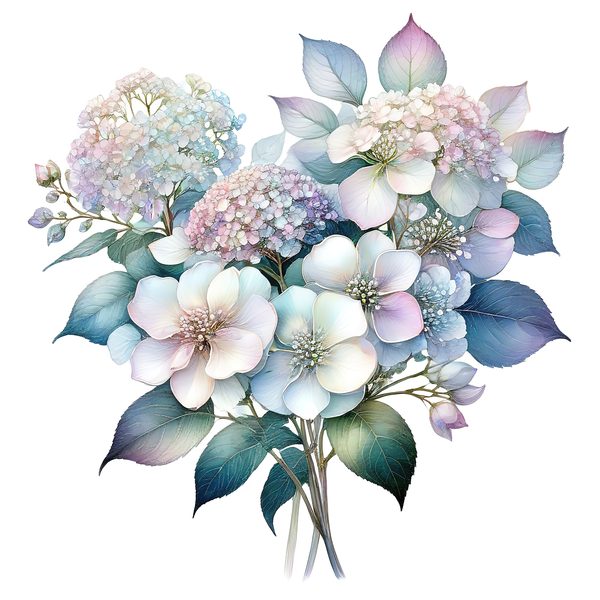 Watercolor Hydrangea Clipart: Pastel Floral PNG JPG Set (Commercial Use) — image 5