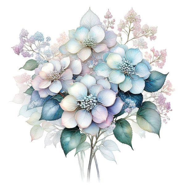 Watercolor Hydrangea Clipart: Pastel Floral PNG JPG Set (Commercial Use) — image 6