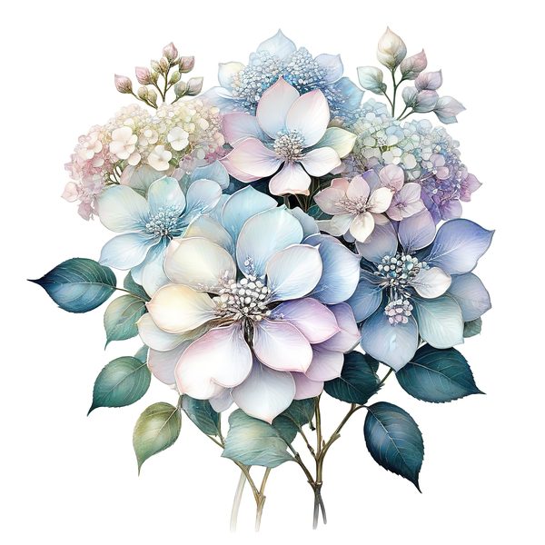 Watercolor Hydrangea Clipart: Pastel Floral PNG JPG Set (Commercial Use) — image 7