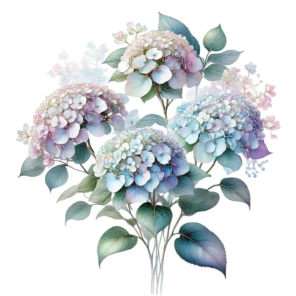Watercolor Hydrangea Clipart: Pastel Floral PNG JPG Set (Commercial Use) — image 8