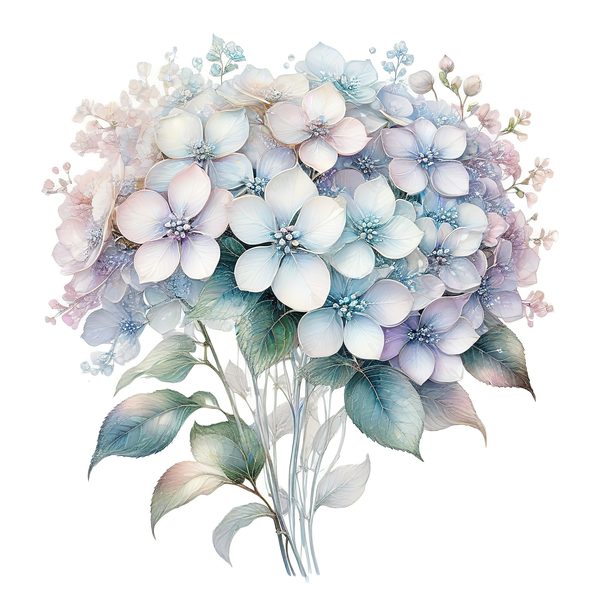 Watercolor Hydrangea Clipart: Pastel Floral PNG JPG Set (Commercial Use) — image 9