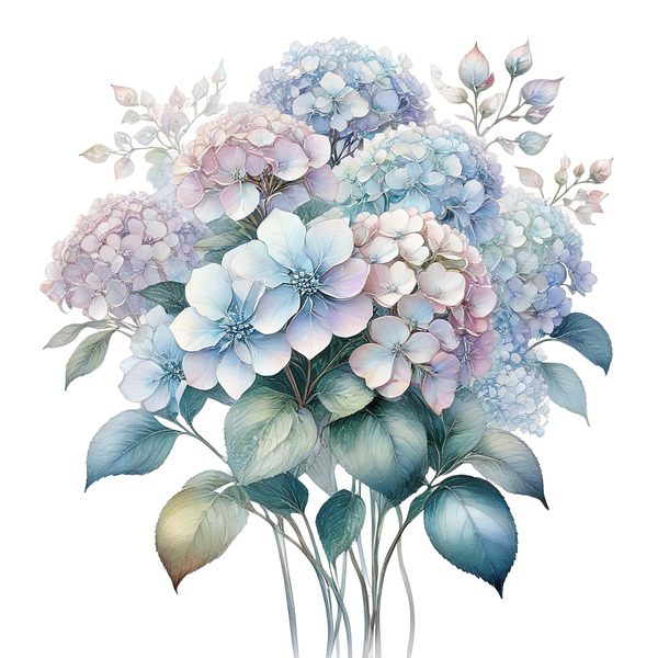 Watercolor Hydrangea Clipart: Pastel Floral PNG JPG Set (Commercial Use) — image 10