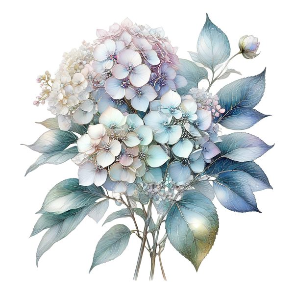 Watercolor Hydrangea Clipart: Pastel Floral PNG JPG Set (Commercial Use) — image 11