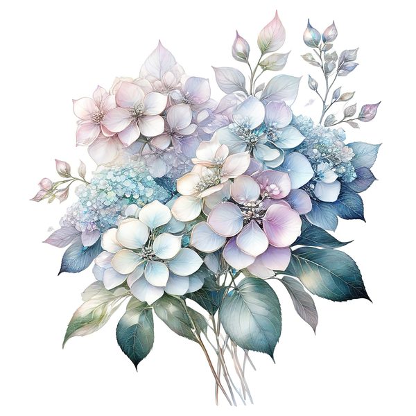 Watercolor Hydrangea Clipart: Pastel Floral PNG JPG Set (Commercial Use) — image 12