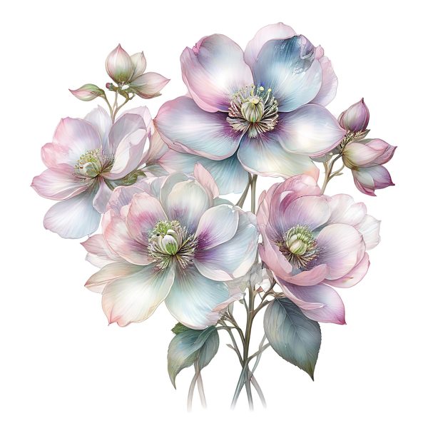 Watercolor Anemone Flower Digital Paper: Pastel Floral Clipart (PNG JPG) — image 1