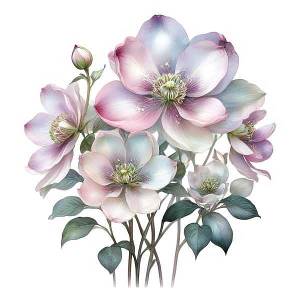 Watercolor Anemone Flower Digital Paper: Pastel Floral Clipart (PNG JPG) — image 2
