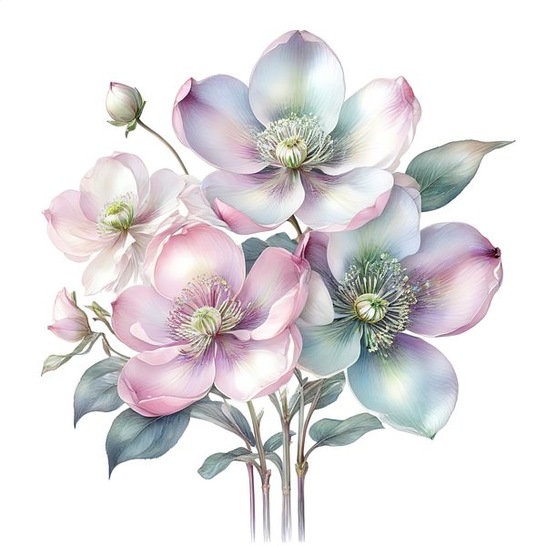 Watercolor Anemone Flower Digital Paper: Pastel Floral Clipart (PNG JPG) — image 3