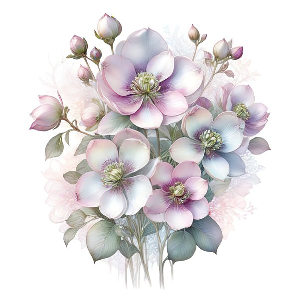 Watercolor Anemone Flower Digital Paper: Pastel Floral Clipart (PNG JPG) — image 4