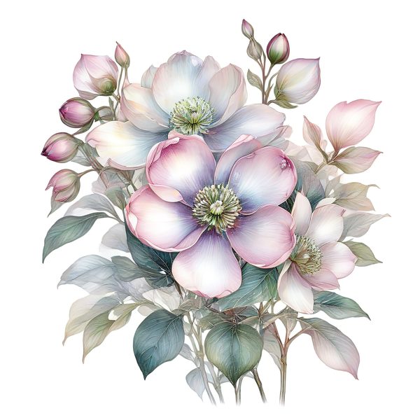 Watercolor Anemone Flower Digital Paper: Pastel Floral Clipart (PNG JPG) — image 5