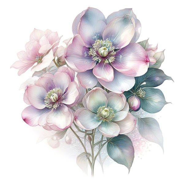 Watercolor Anemone Flower Digital Paper: Pastel Floral Clipart (PNG JPG) — image 6