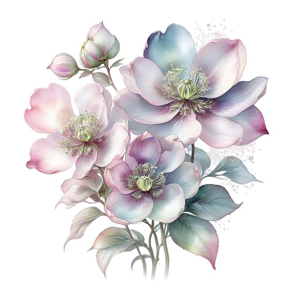Watercolor Anemone Flower Digital Paper: Pastel Floral Clipart (PNG JPG) — image 7