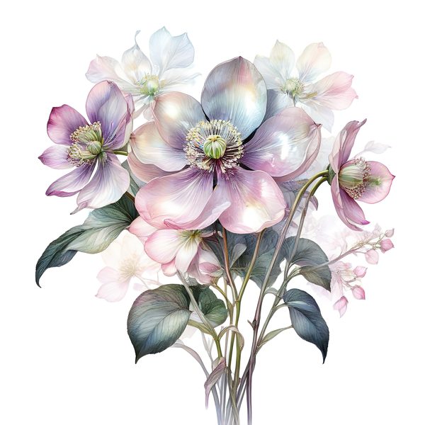 Watercolor Anemone Flower Digital Paper: Pastel Floral Clipart (PNG JPG) — image 10