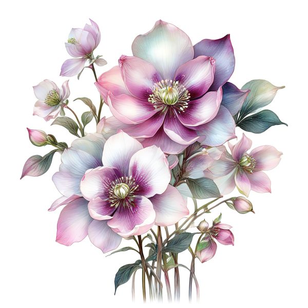 Watercolor Anemone Flower Digital Paper: Pastel Floral Clipart (PNG JPG) — image 12