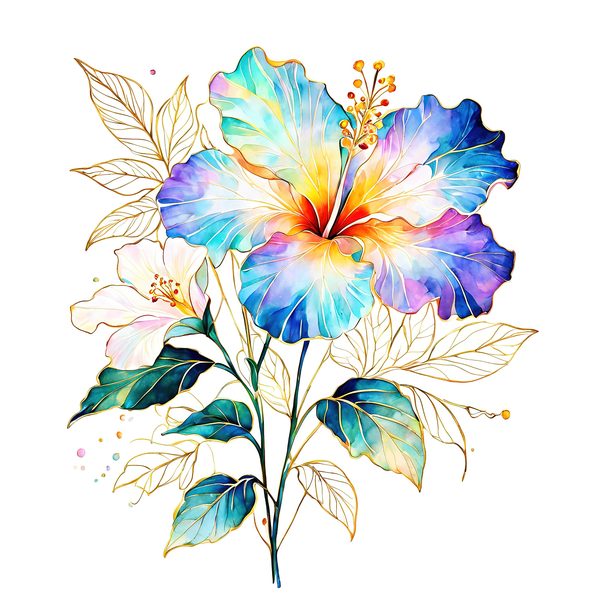 Watercolor Hibiscus Clipart: Pastel Floral Designs (JPG & PNG) — image 2