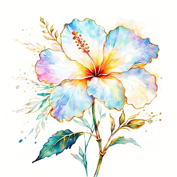 Watercolor Hibiscus Clipart: Pastel Floral Designs (JPG & PNG) — image 3