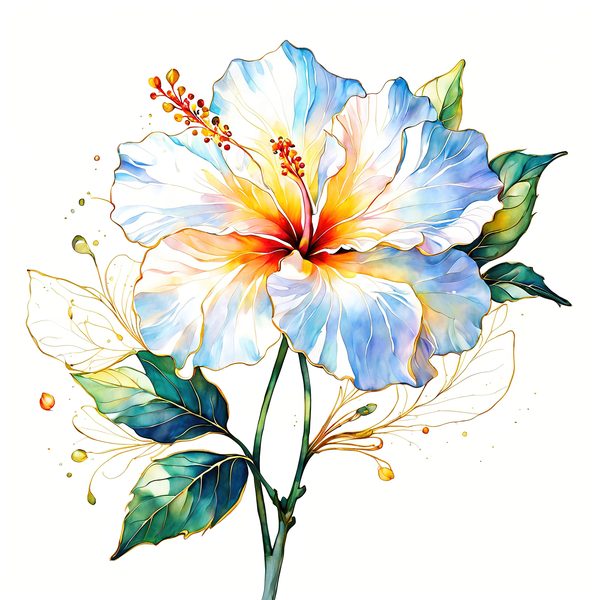 Watercolor Hibiscus Clipart: Pastel Floral Designs (JPG & PNG) — image 4