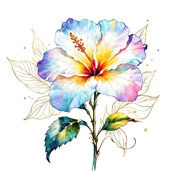 Watercolor Hibiscus Clipart: Pastel Floral Designs (JPG & PNG) — image 5