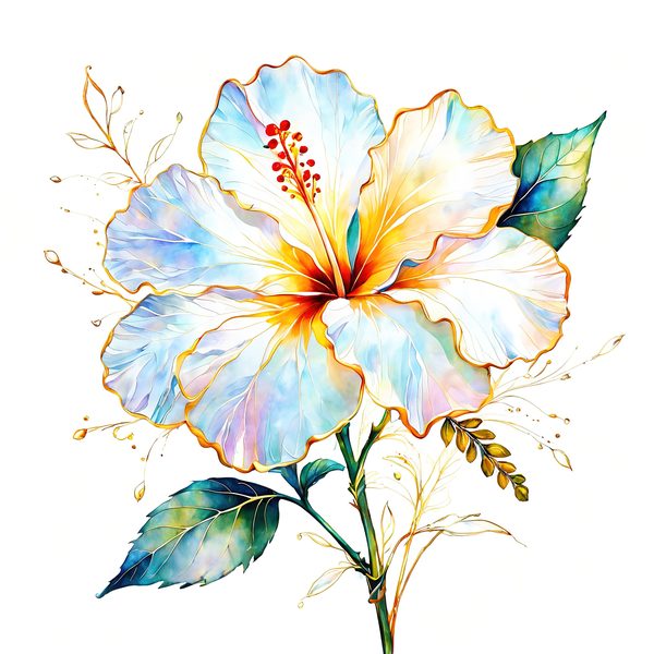 Watercolor Hibiscus Clipart: Pastel Floral Designs (JPG & PNG) — image 6