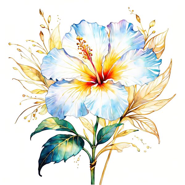 Watercolor Hibiscus Clipart: Pastel Floral Designs (JPG & PNG) — image 7