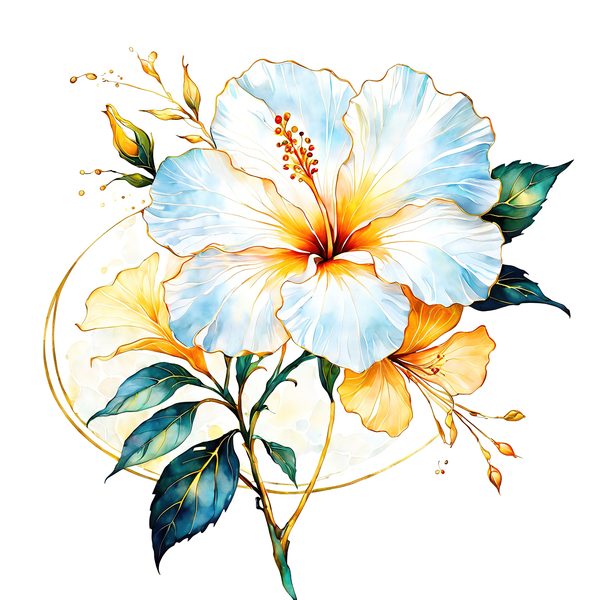 Watercolor Hibiscus Clipart: Pastel Floral Designs (JPG & PNG) — image 8