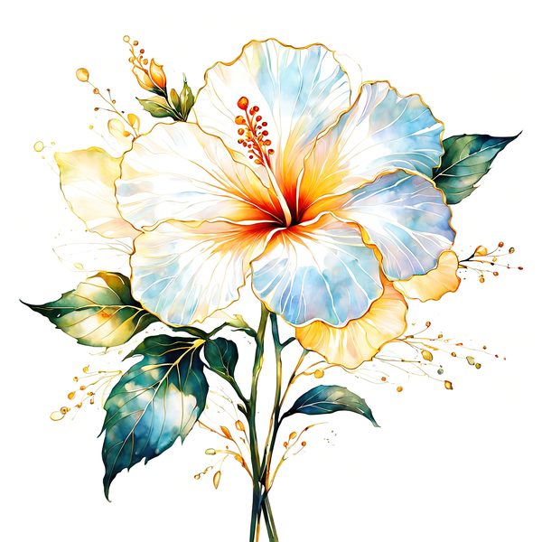 Watercolor Hibiscus Clipart: Pastel Floral Designs (JPG & PNG) — image 9