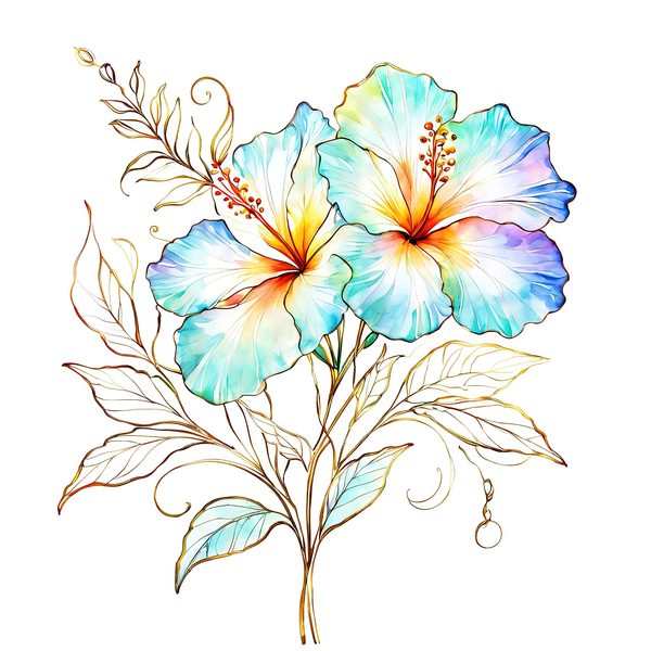 Watercolor Hibiscus Clipart: Pastel Floral Designs (JPG & PNG) — image 10