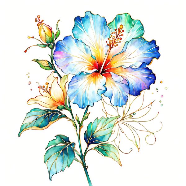 Watercolor Hibiscus Clipart: Pastel Floral Designs (JPG & PNG) — image 11