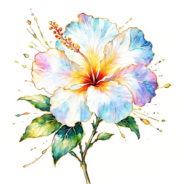 Watercolor Hibiscus Clipart: Pastel Floral Designs (JPG & PNG) — image 12