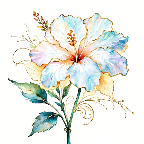Watercolor Hibiscus Clipart: Pastel Floral Designs (JPG & PNG) — image 13
