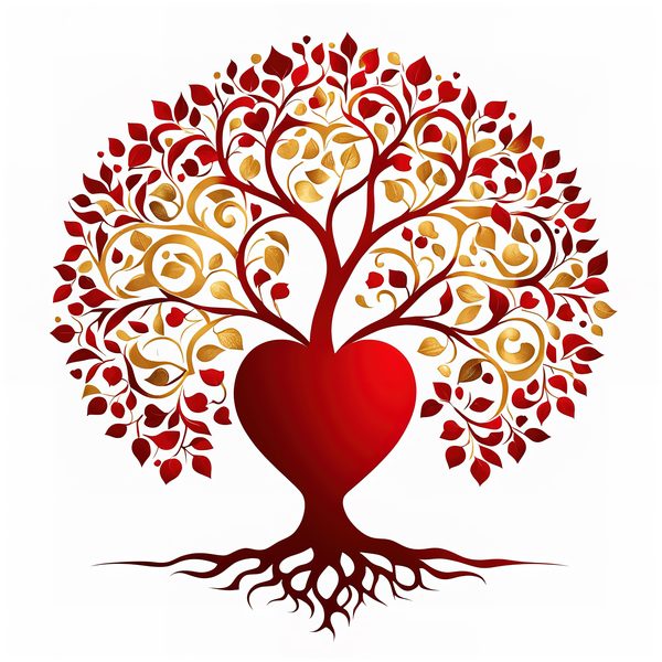 Red & Gold Heart Tree Clipart Set: Commercial Use (JPG, PNG) — image 1