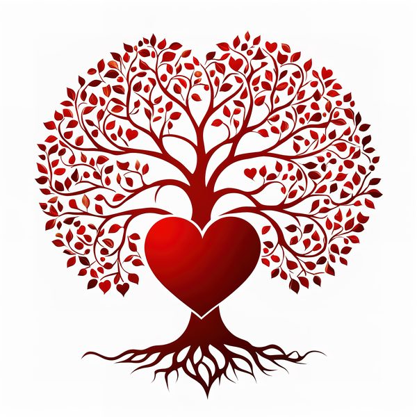 Red & Gold Heart Tree Clipart Set: Commercial Use (JPG, PNG) — image 2