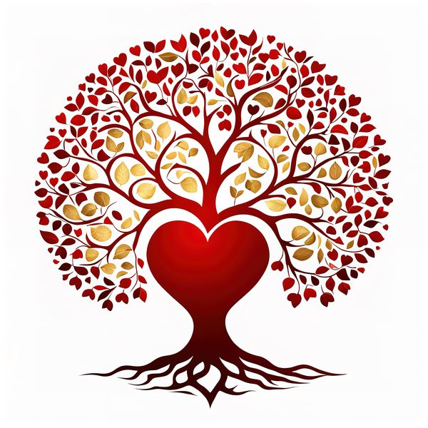 Red & Gold Heart Tree Clipart Set: Commercial Use (JPG, PNG) — image 3