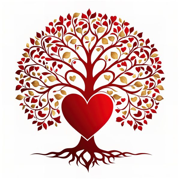 Red & Gold Heart Tree Clipart Set: Commercial Use (JPG, PNG) — image 4