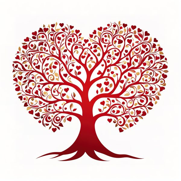 Red & Gold Heart Tree Clipart Set: Commercial Use (JPG, PNG) — image 5