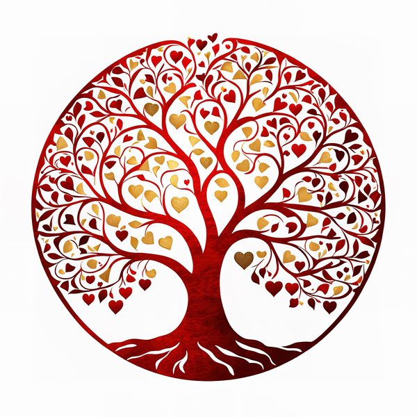 Red & Gold Heart Tree Clipart Set: Commercial Use (JPG, PNG) — image 6