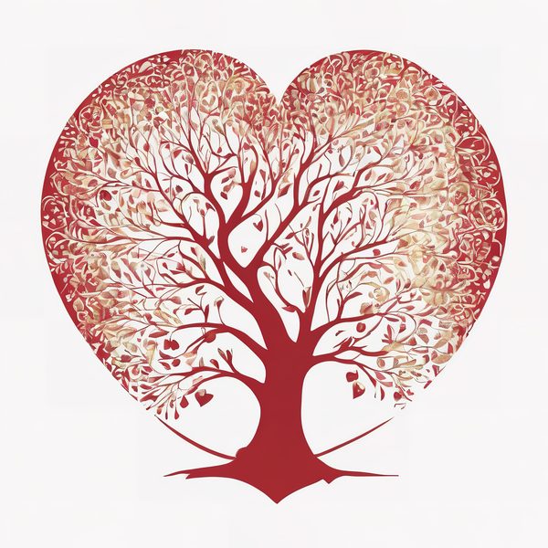 Red & Gold Heart Tree Clipart Set: Commercial Use (JPG, PNG) — image 7