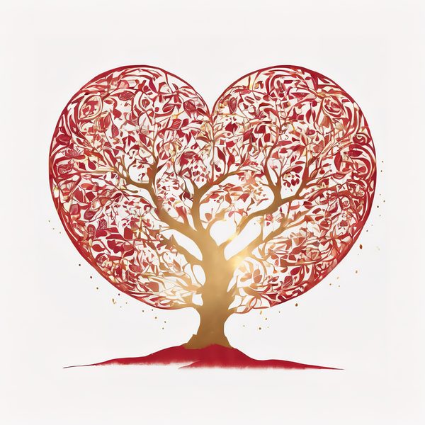 Red & Gold Heart Tree Clipart Set: Commercial Use (JPG, PNG) — image 8