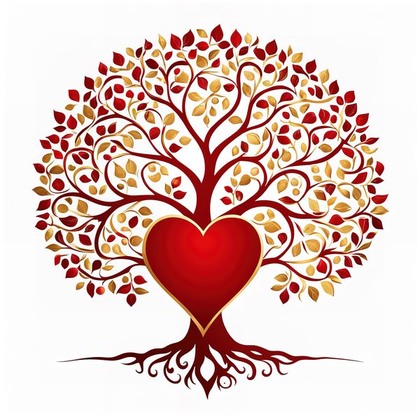 Red & Gold Heart Tree Clipart Set: Commercial Use (JPG, PNG) — image 10