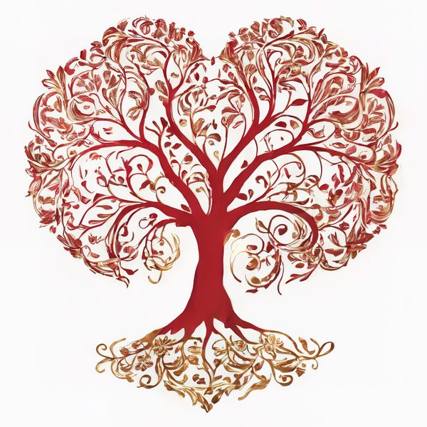 Red & Gold Heart Tree Clipart Set: Commercial Use (JPG, PNG) — image 12