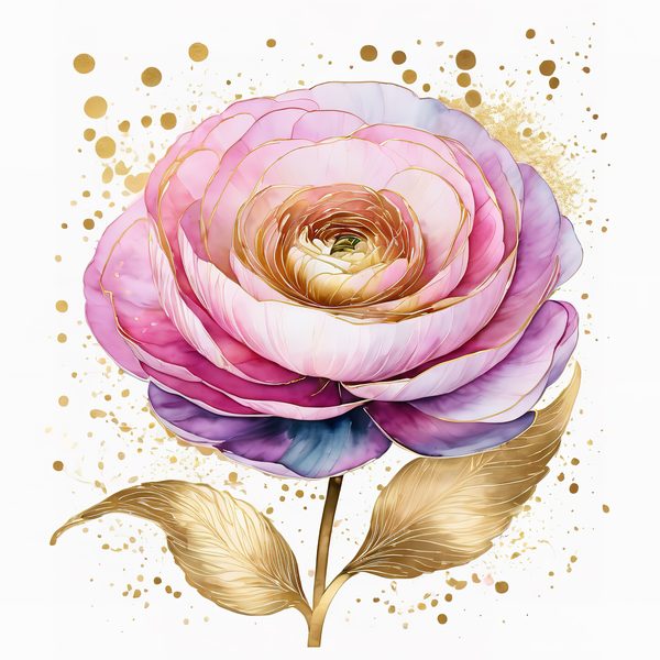 Watercolor Ranunculus Flowers with Delicate Gold Accents Digital Paper Set in Soft Pink & Cream Hues, 10 JPGs, Perfect for Scrapbooking, B — image 8