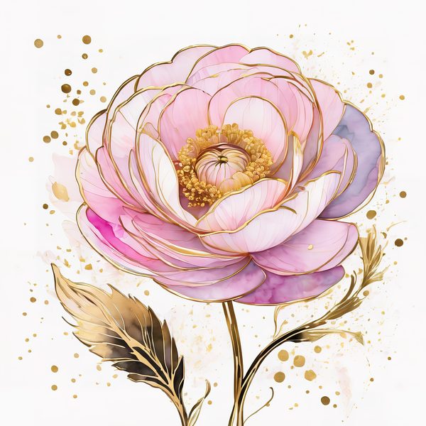 Watercolor Ranunculus Flowers with Delicate Gold Accents Digital Paper Set in Soft Pink & Cream Hues, 10 JPGs, Perfect for Scrapbooking, B — image 11