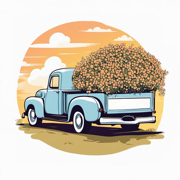 Vintage Truck Floral Clipart Set: Beige & Pink Tones (JPGs PNGs) — image 5